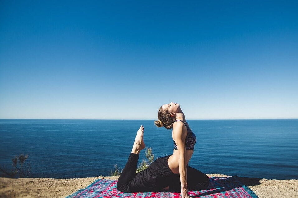 A woman doing yoga